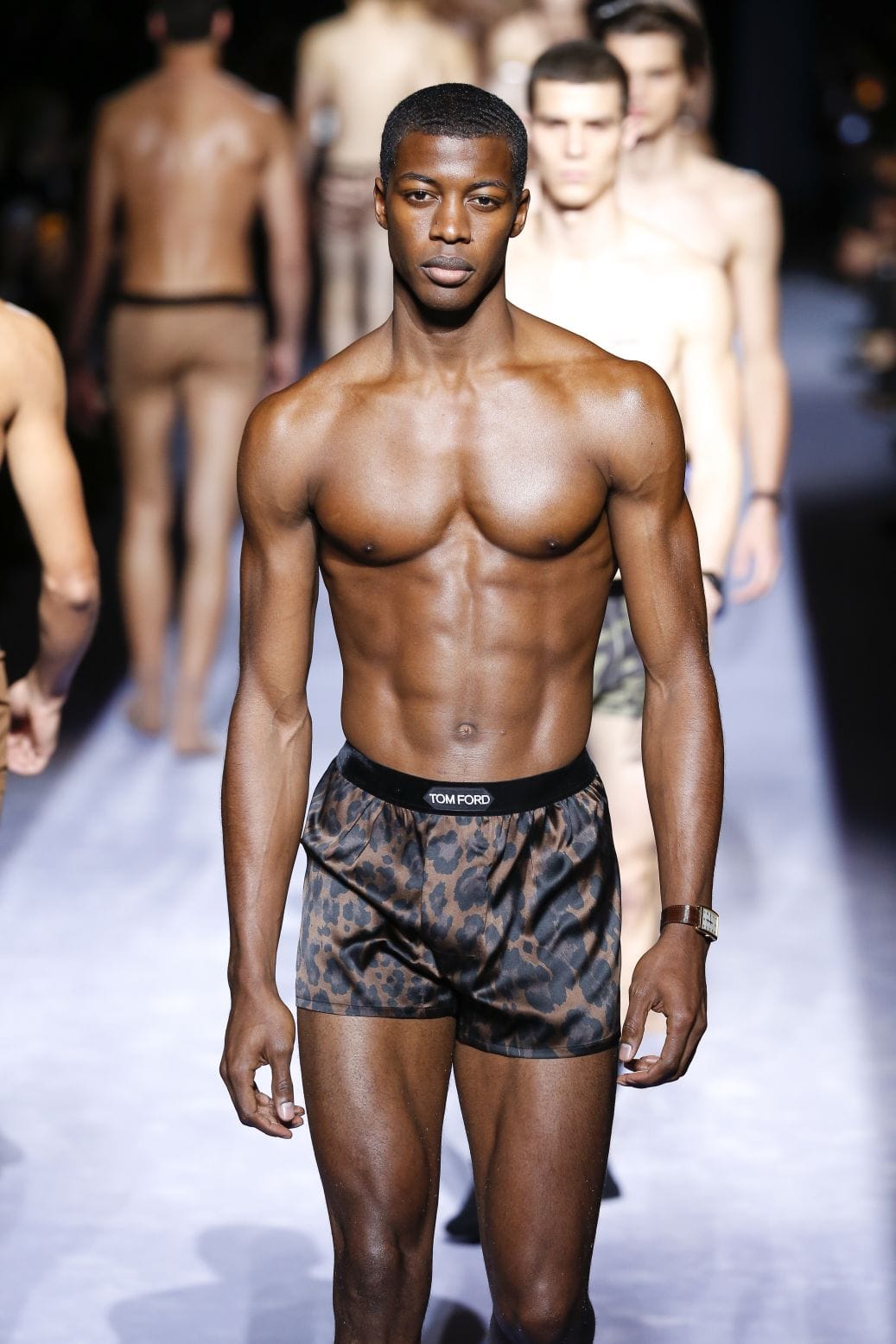 Tom Ford's first-ever men’s Fall/Winter runway show proves the perfect chance for the designer to debut his new Tom Ford 001 watch and underwear collections.