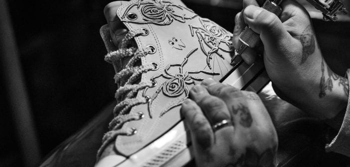 Converse has tapped celebrity LA tattooist Dr. Woo to Re-envision the iconic Chuck 70.