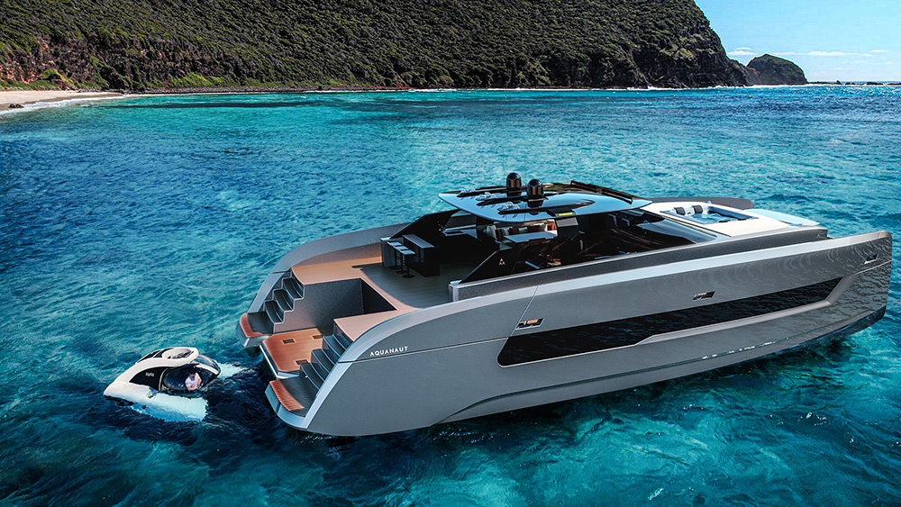 Packed with power and features - including a mini-sub - the Project Aquanaut catamaran is straight out of a Bond villain's dreamscape. 