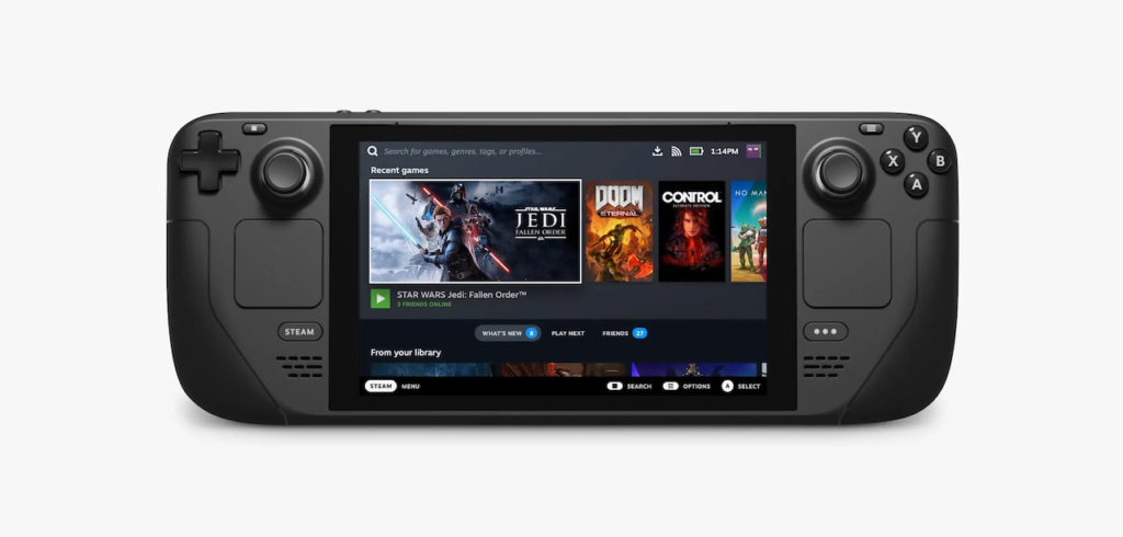 The new Steam Deck portable gaming console combines cutting-edge technology with a user-friendly design.