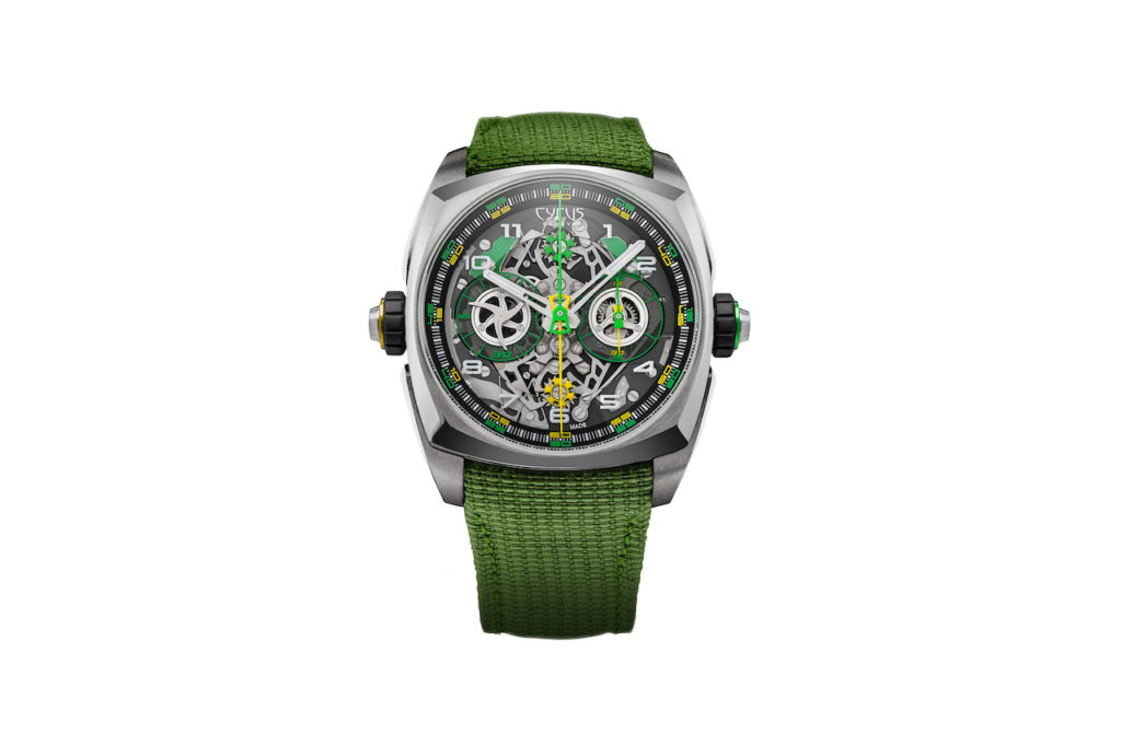 CYRUS Genève watches releases the new Klepcys DICE Lime, a double independent monopusher chronograph in striking green and yellow. 
