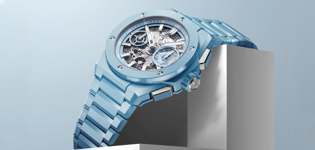 Hublot adds eye-catching new hues to its iconic Big Bang Integrated ceramic timepiece collection.