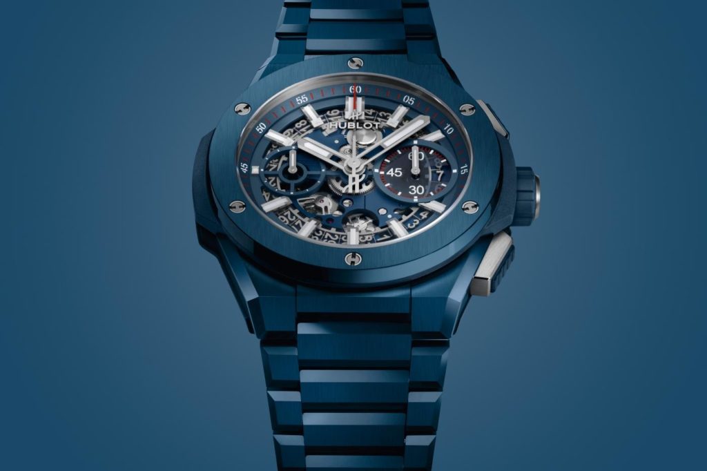 Hublot adds eye-catching new hues to its iconic Big Bang Integrated ceramic timepiece collection. 