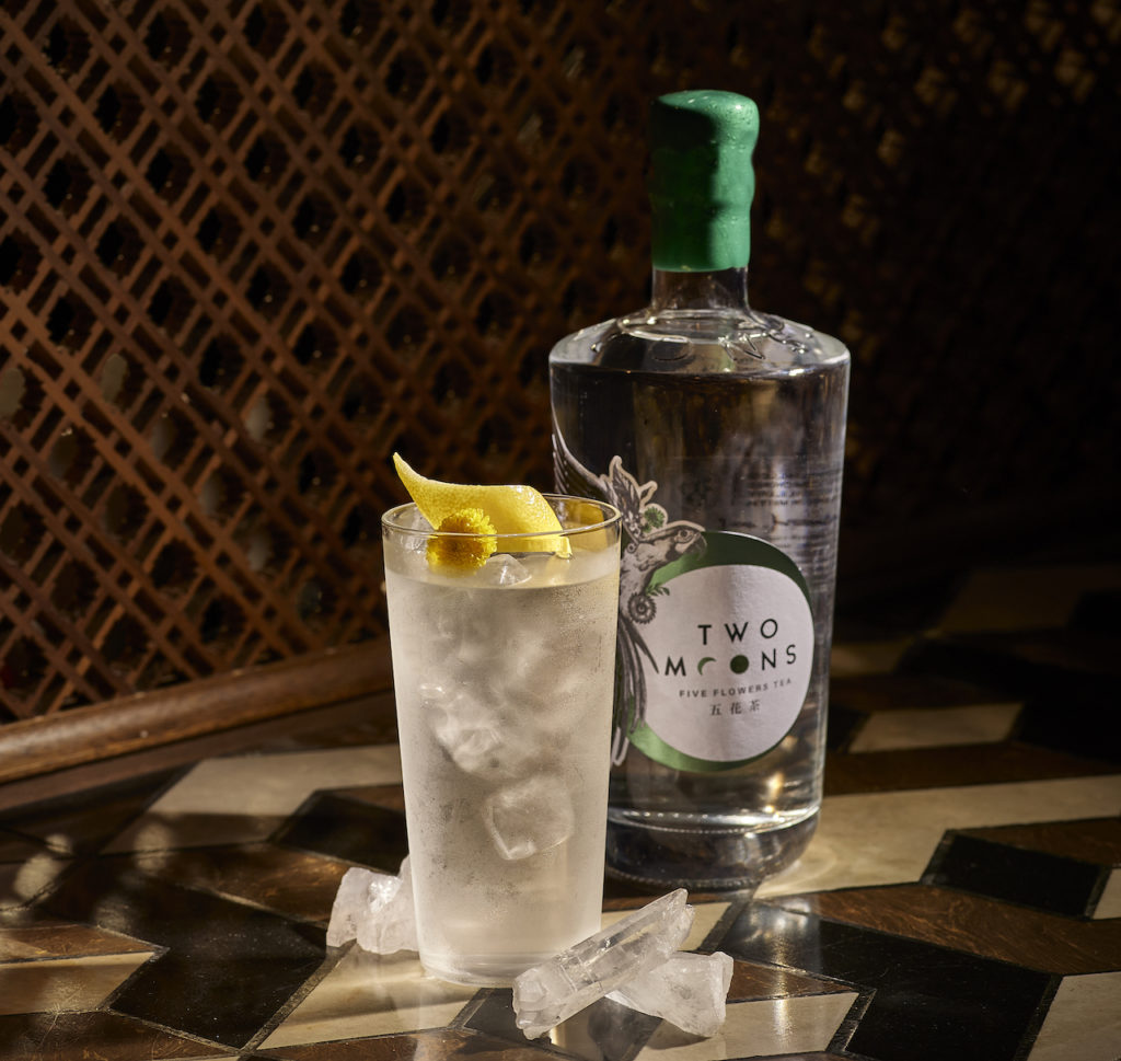 Hong Kong craft distillery Two Moons has collaborated with speakeasy Room 309 to create The Return of Five Flowers Tea Gin with a new formula. 