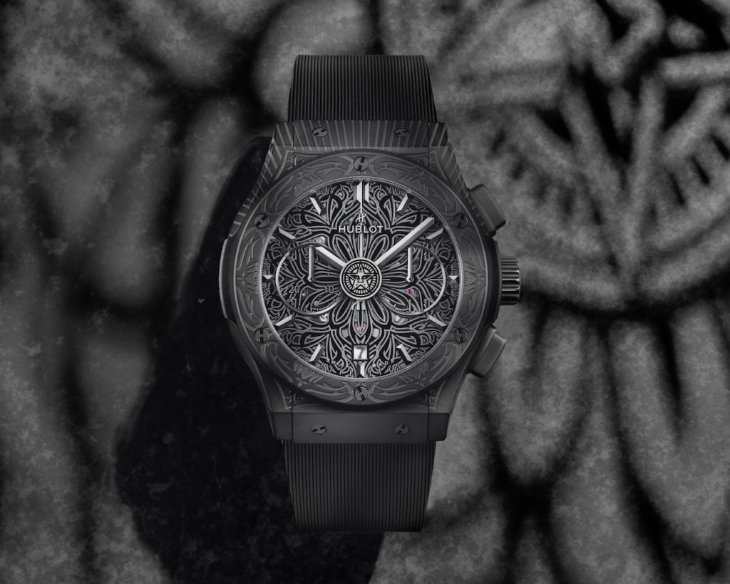 Hublot and contemporary street artist Shepard Fairey join forces to create a stunning new Classic Fusion chronograph. 