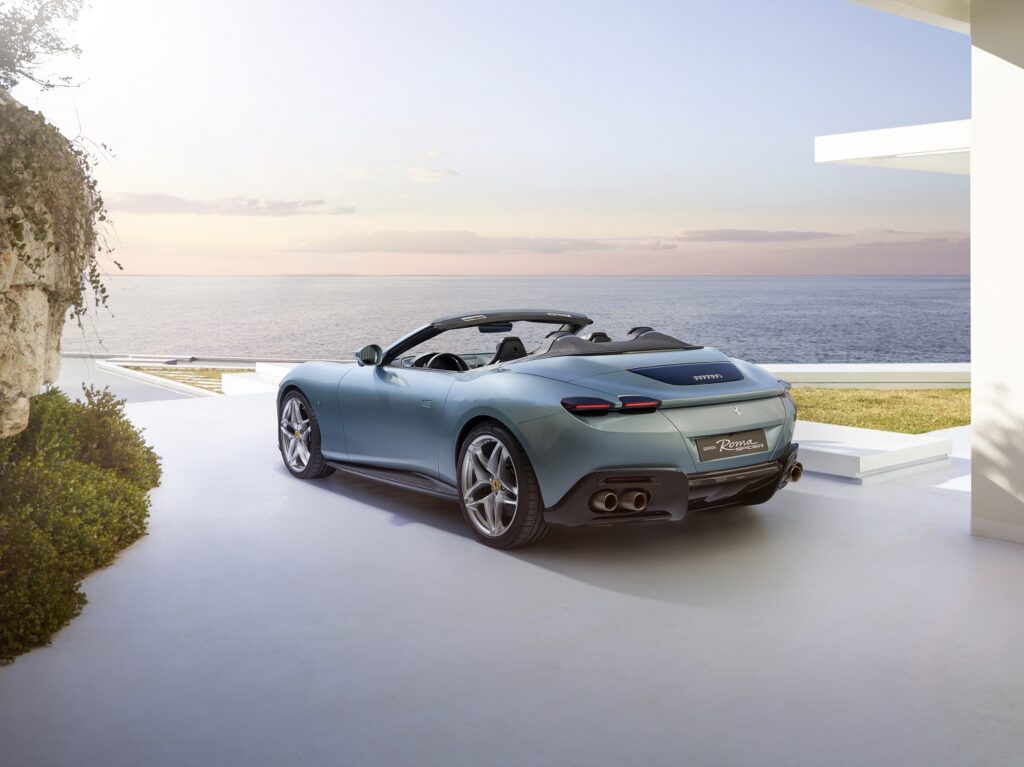 The new twin-turbo V8 Ferrari Roma Spider offers the ultimate top down driving experience.