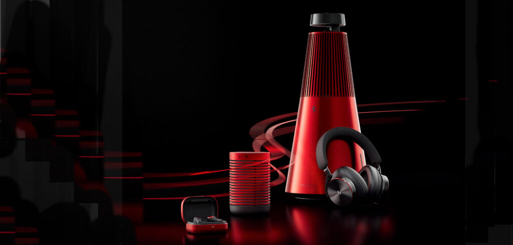 Bang & Olufsen partners with motorsport pioneers Ferrari to create a new take on the sound guru's headphones and speakers in vivid red.